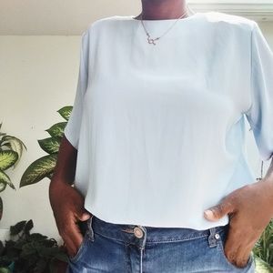 Dressbarn Blouse Powder Blue With shoulder pads